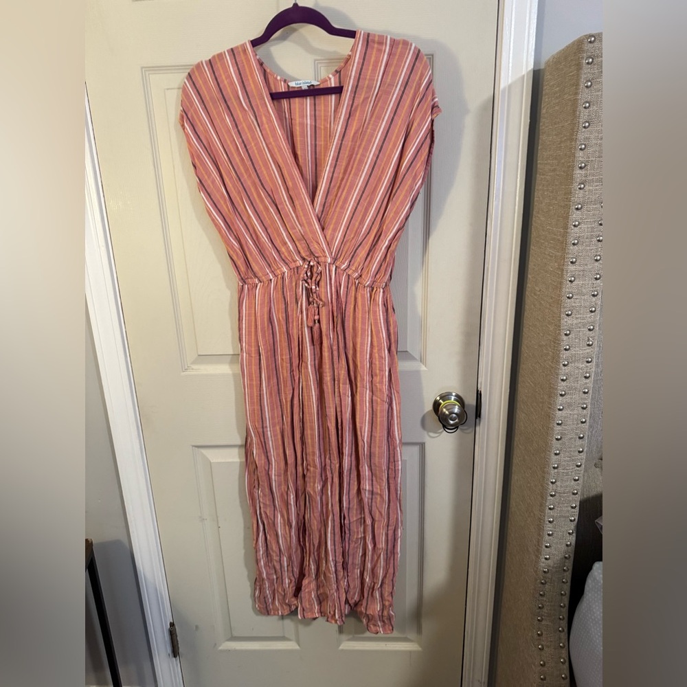 Striped Pink Maxi Beach Dress